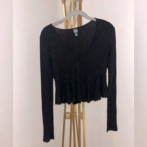 Long sleeve black deep vee!